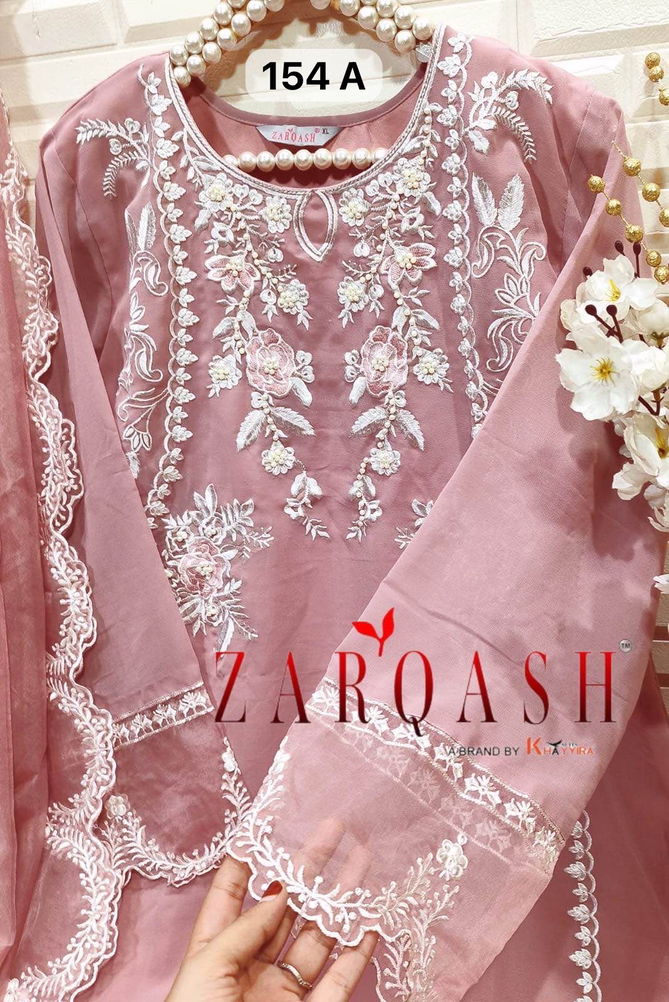 Z 154 Zarqash Embroidery Faux Georgette Pakistani Readymade Suits Wholesale Market In Surat